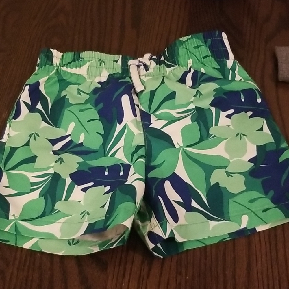 Joe Fresh Green and Blue Leaf Print Baby Boys Swim Shorts. Size 18-24 Mth